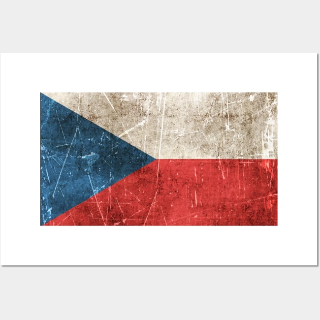 Vintage Aged and Scratched Czech Flag Wall Art by jeffbartels